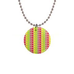 Colorful Leaf Pattern 1  Button Necklace by GardenOfOphir