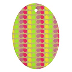 Colorful Leaf Pattern Oval Ornament (two Sides) by GardenOfOphir