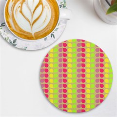 Colorful Leaf Pattern Uv Print Round Tile Coaster by GardenOfOphir