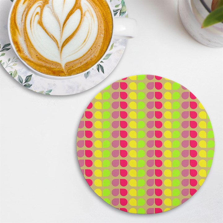 Colorful Leaf Pattern UV Print Round Tile Coaster