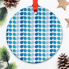 Blue Green Leaf Pattern Ornament (round) by GardenOfOphir