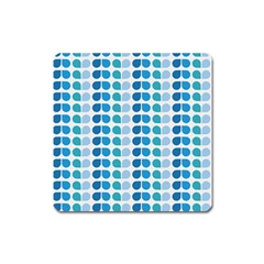 Blue Green Leaf Pattern Square Magnet by GardenOfOphir