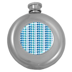 Blue Green Leaf Pattern Round Hip Flask (5 Oz) by GardenOfOphir