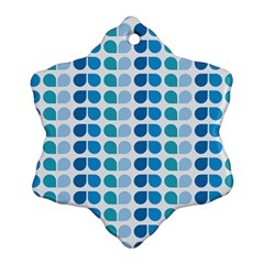 Blue Green Leaf Pattern Snowflake Ornament (two Sides)