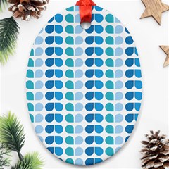 Blue Green Leaf Pattern Ornament (oval) by GardenOfOphir