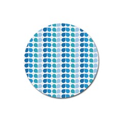 Blue Green Leaf Pattern Magnet 3  (round) by GardenOfOphir