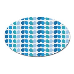 Blue Green Leaf Pattern Oval Magnet by GardenOfOphir