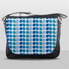 Blue Green Leaf Pattern Messenger Bag by GardenOfOphir