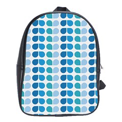 Blue Green Leaf Pattern School Bag (xl) by GardenOfOphir