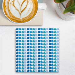 Blue Green Leaf Pattern Uv Print Square Tile Coaster  by GardenOfOphir