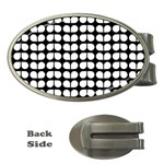 Black And White Leaf Pattern Money Clips (Oval)  Front