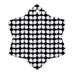 Black And White Leaf Pattern Snowflake Ornament (Two Sides) Back