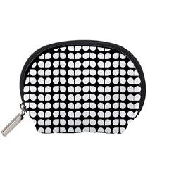 Black And White Leaf Pattern Accessory Pouch (small) by GardenOfOphir