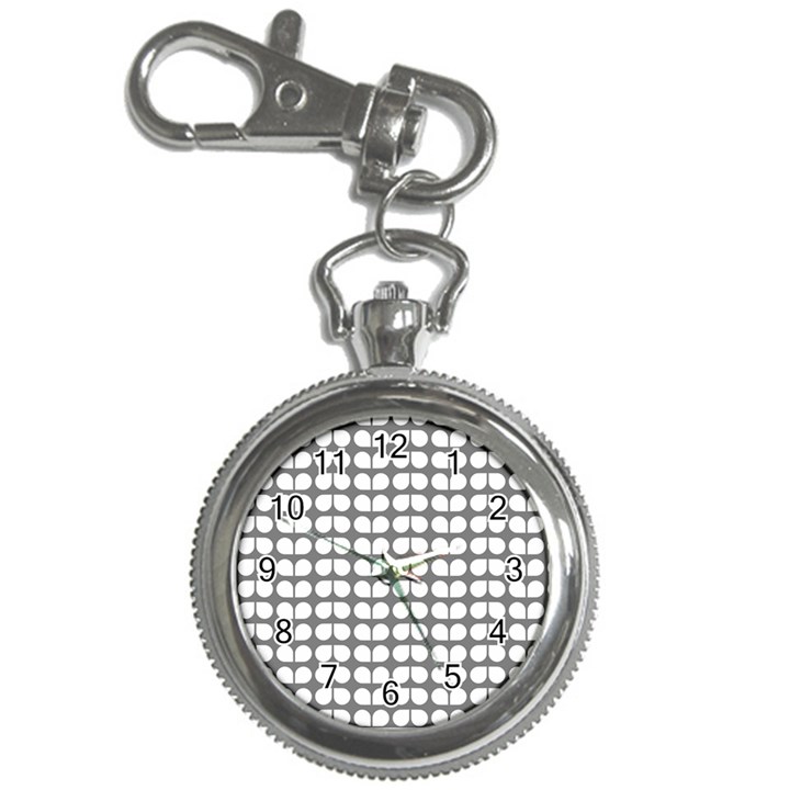 Gray And White Leaf Pattern Key Chain Watches