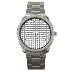 Gray And White Leaf Pattern Sport Metal Watch by GardenOfOphir