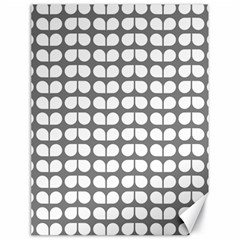 Gray And White Leaf Pattern Canvas 18  X 24  by GardenOfOphir