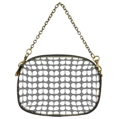 Gray And White Leaf Pattern Chain Purse (one Side) by GardenOfOphir