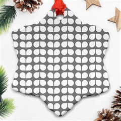 Gray And White Leaf Pattern Ornament (snowflake) by GardenOfOphir