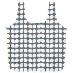 Gray And White Leaf Pattern Full Print Recycle Bag (xl) by GardenOfOphir