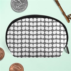 Gray And White Leaf Pattern Accessory Pouch (large) by GardenOfOphir