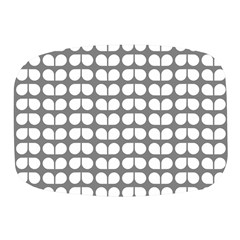 Gray And White Leaf Pattern Mini Square Pill Box by GardenOfOphir