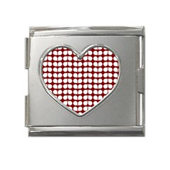 Red And White Leaf Pattern Mega Link Heart Italian Charm (18mm) by GardenOfOphir