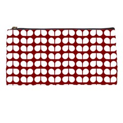 Red And White Leaf Pattern Pencil Case by GardenOfOphir