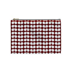 Red And White Leaf Pattern Cosmetic Bag (medium) by GardenOfOphir