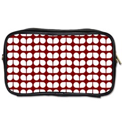 Red And White Leaf Pattern Toiletries Bag (two Sides) by GardenOfOphir