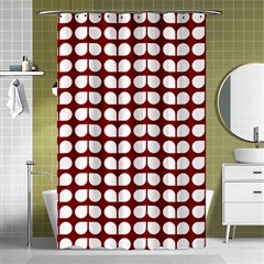 Red And White Leaf Pattern Shower Curtain 48  X 72  (small)  by GardenOfOphir