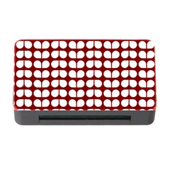 Red And White Leaf Pattern Memory Card Reader With Cf by GardenOfOphir