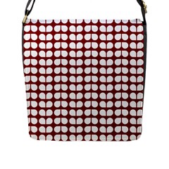 Red And White Leaf Pattern Flap Closure Messenger Bag (l)