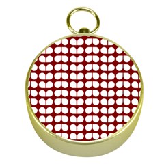 Red And White Leaf Pattern Gold Compasses by GardenOfOphir