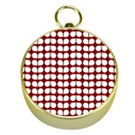 Red And White Leaf Pattern Gold Compasses Front