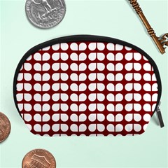 Red And White Leaf Pattern Accessory Pouch (large) by GardenOfOphir