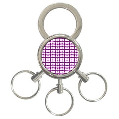 Purple And White Leaf Pattern 3-ring Key Chain by GardenOfOphir