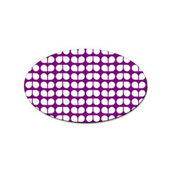 Purple And White Leaf Pattern Sticker Oval (100 Pack) by GardenOfOphir