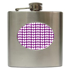 Purple And White Leaf Pattern Hip Flask (6 Oz) by GardenOfOphir