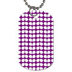 Purple And White Leaf Pattern Dog Tag (two Sides) by GardenOfOphir