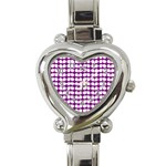 Purple And White Leaf Pattern Heart Italian Charm Watch Front