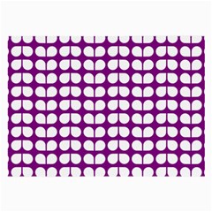 Purple And White Leaf Pattern Large Glasses Cloth by GardenOfOphir