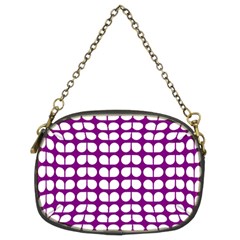 Purple And White Leaf Pattern Chain Purse (two Sides) by GardenOfOphir