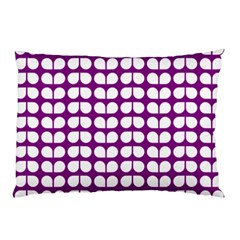 Purple And White Leaf Pattern Pillow Case by GardenOfOphir