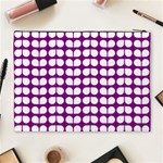 Purple And White Leaf Pattern Cosmetic Bag (XL) Back