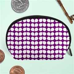 Purple And White Leaf Pattern Accessory Pouch (large) by GardenOfOphir