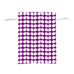 Purple And White Leaf Pattern Lightweight Drawstring Pouch (m) by GardenOfOphir