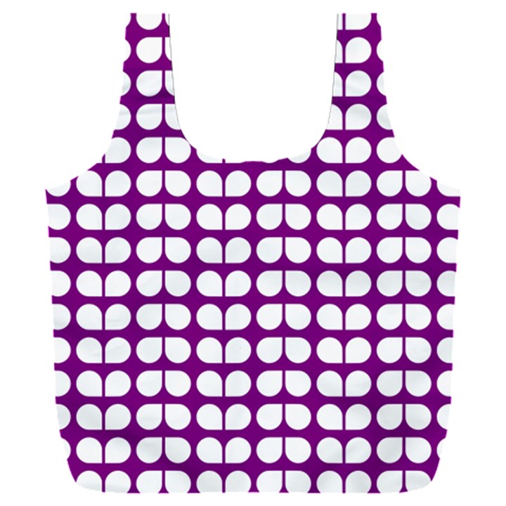 Purple And White Leaf Pattern Full Print Recycle Bag (XXL)