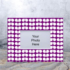 Purple And White Leaf Pattern White Tabletop Photo Frame 4 x6  by GardenOfOphir