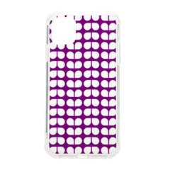 Purple And White Leaf Pattern Iphone 11 Tpu Uv Print Case by GardenOfOphir