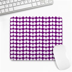 Purple And White Leaf Pattern Large Mousepad by GardenOfOphir